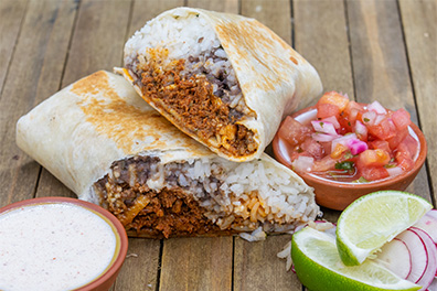 Cut open Carnitas Burrito near Woodcrest, Cherry Hill, NJ.