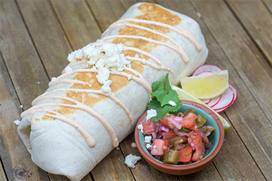 Uncut burrito near Woodcrest, Cherry Hill, New Jersey.