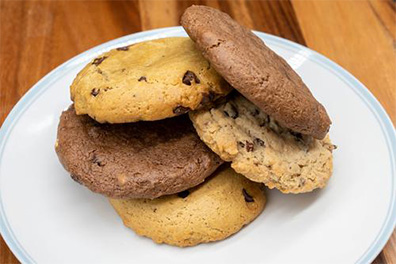 A plate of fresh baked cookies, a dessert eaten after our Woodcrest, Cherry Hill burritos.