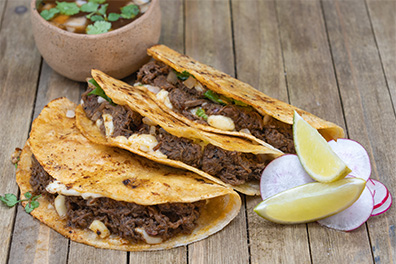 Birria Tacos with consume made for Barclay-Kingston, Cherry Hill Mexican take out.