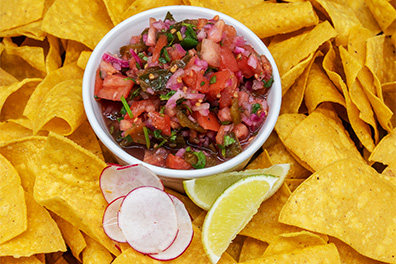 Chips and salsa for Lawnside Mexican restaurant takeout.